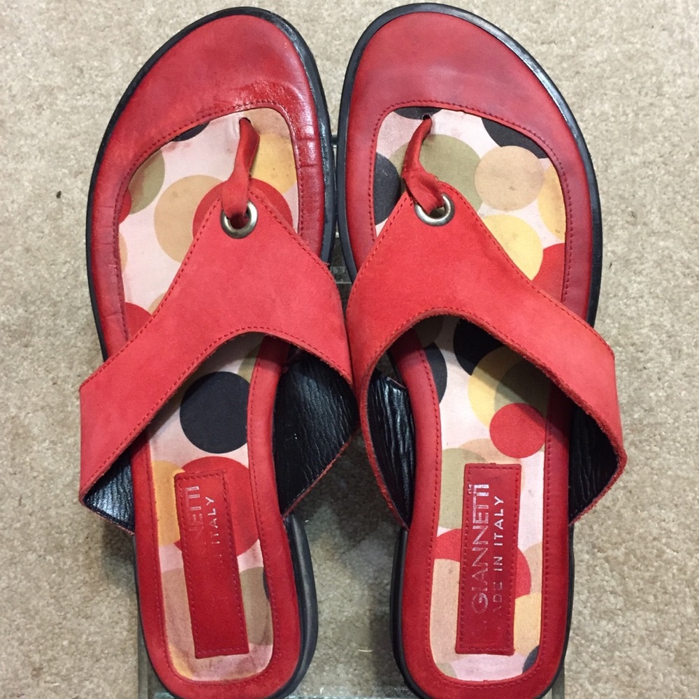 3/$20. A. GIANNETTI red sandals with Leather and Suede